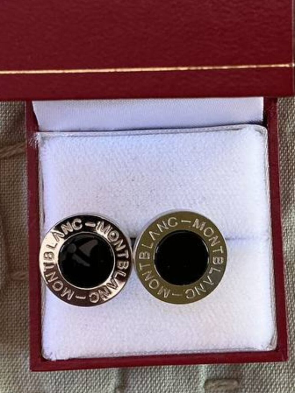 Vintage Rare Montblac Cuff Links - Stainless Steel with Onyx